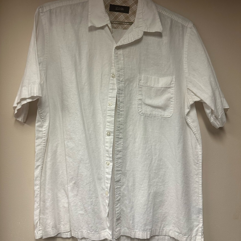 Tasso Elba White Casual Button Down Shirt‎
